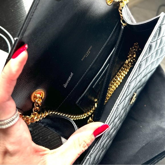 {SAINT LAURENT} YSL Grain De Poudre Tri-Quilt Small College Monogram Satchel - Picture 10 of 10